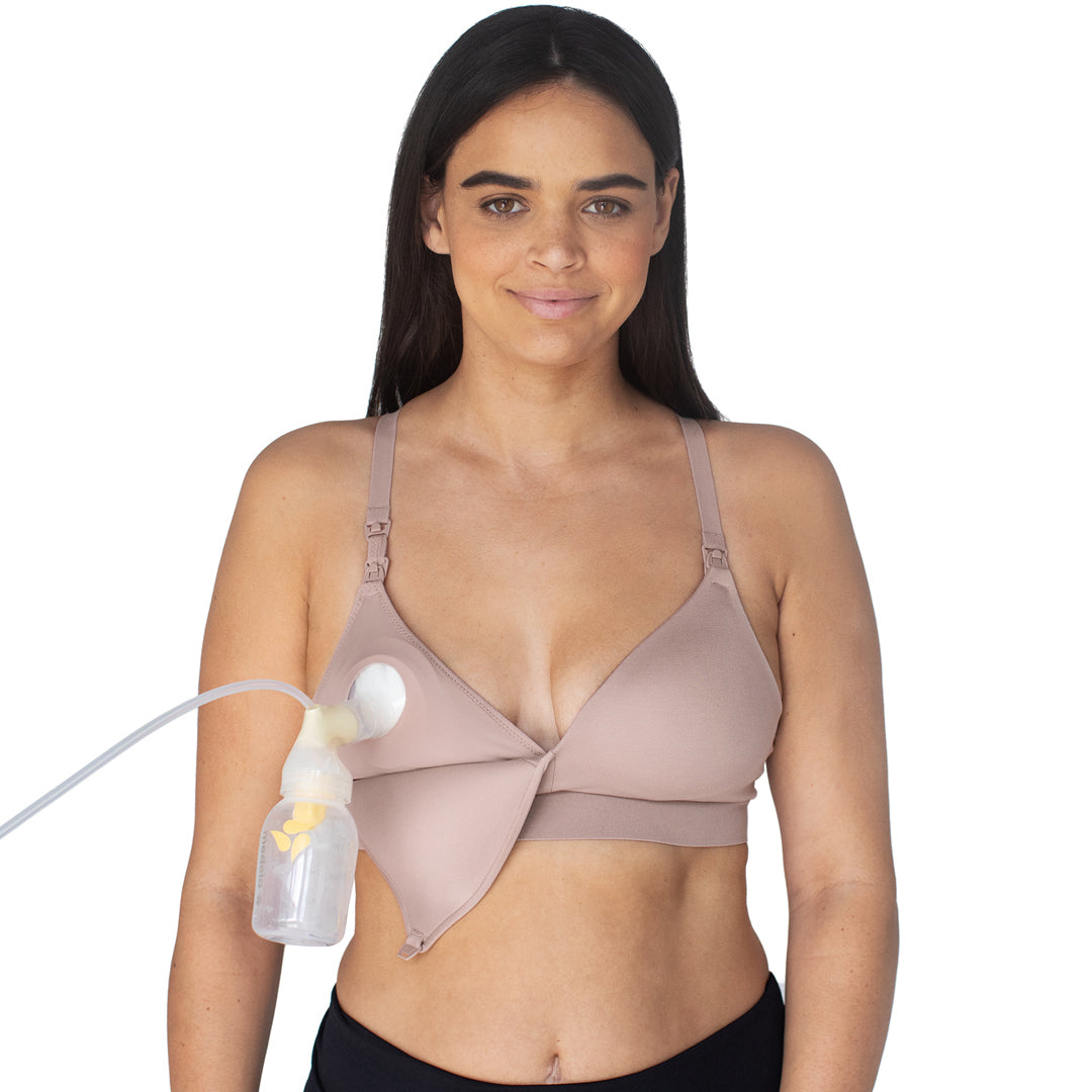 Minimalist Hands-Free Pumping & Nursing Plunge Bra | Lilac Stone-Bras-Kindred Bravely