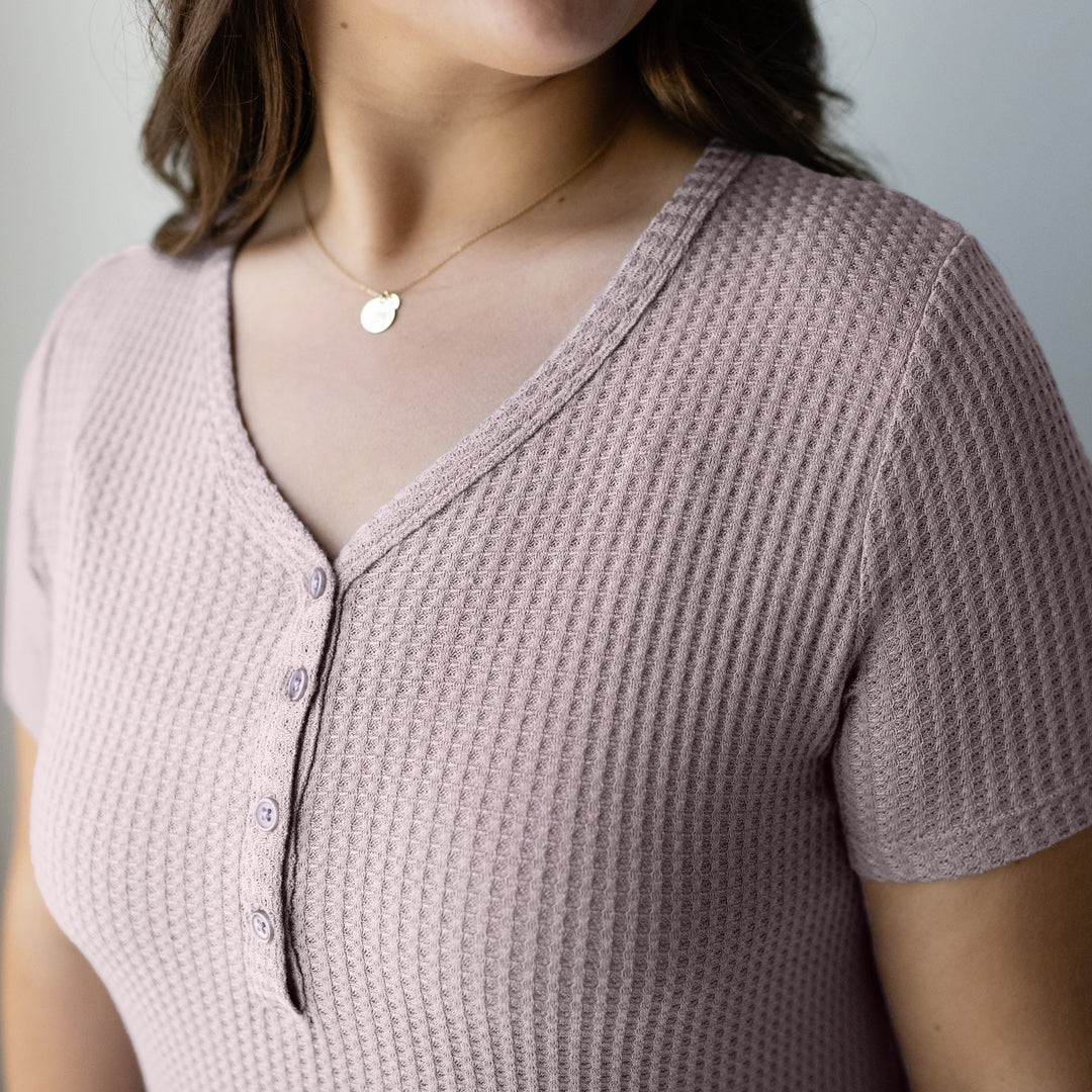 Nora Bamboo Waffle Nursing & Maternity Nightgown | Pebble-Pajamas-Kindred Bravely