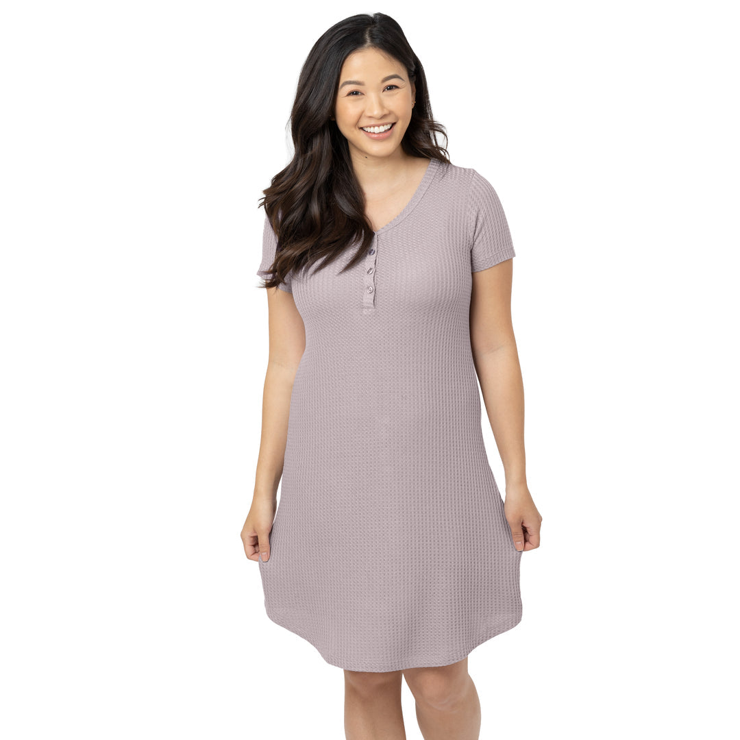 Nora Bamboo Waffle Nursing & Maternity Nightgown | Pebble-Pajamas-Kindred Bravely