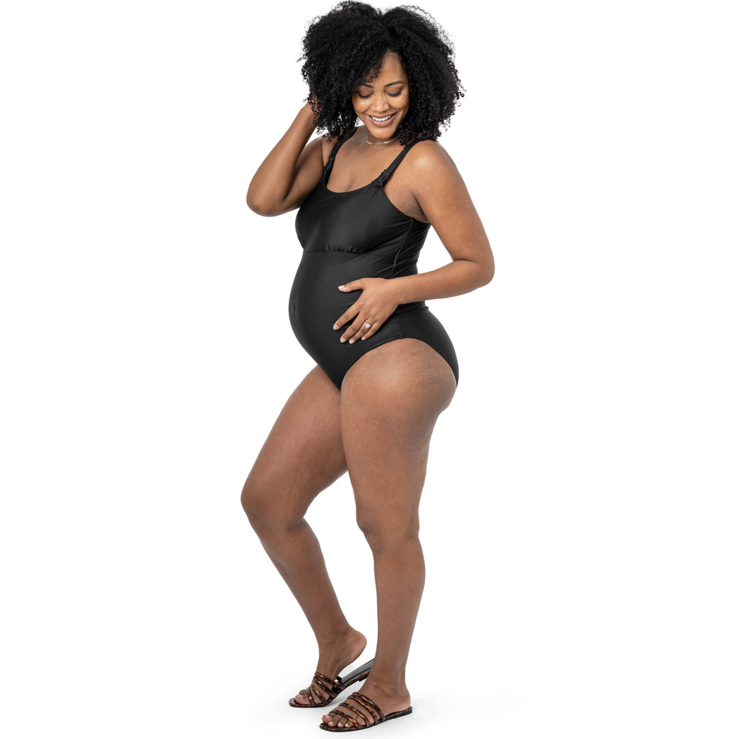 Nursing & Maternity Classic One Piece Swimsuit | Black-Swimwear-Kindred Bravely