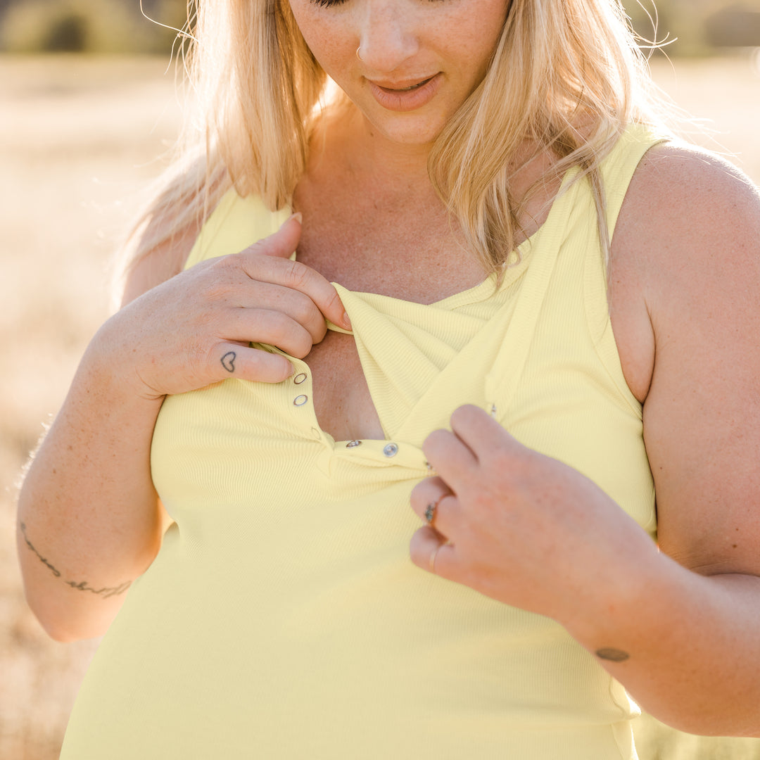 Organic Cotton Nursing & Maternity Henley Tank | Sunshine-Tops-Kindred Bravely