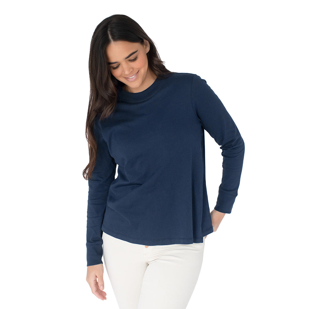 Hårdhed Brobrygge Grav Organic Cotton Relaxed Asymmetrical Nursing Long Sleeve T-shirt | Navy –  Kindred Bravely
