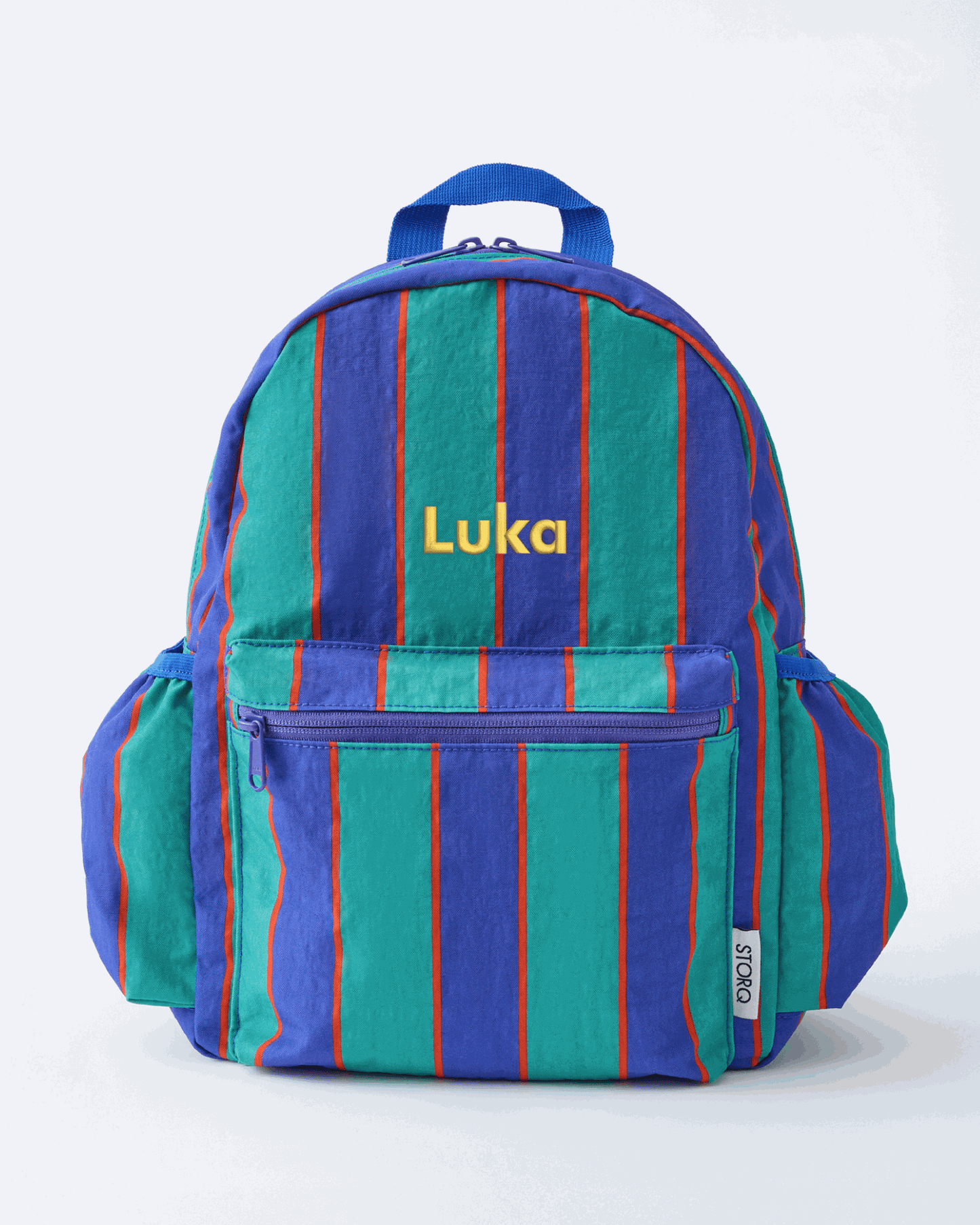 GIF of Cool Kid Backpack, showing different patterns and embroidery color options