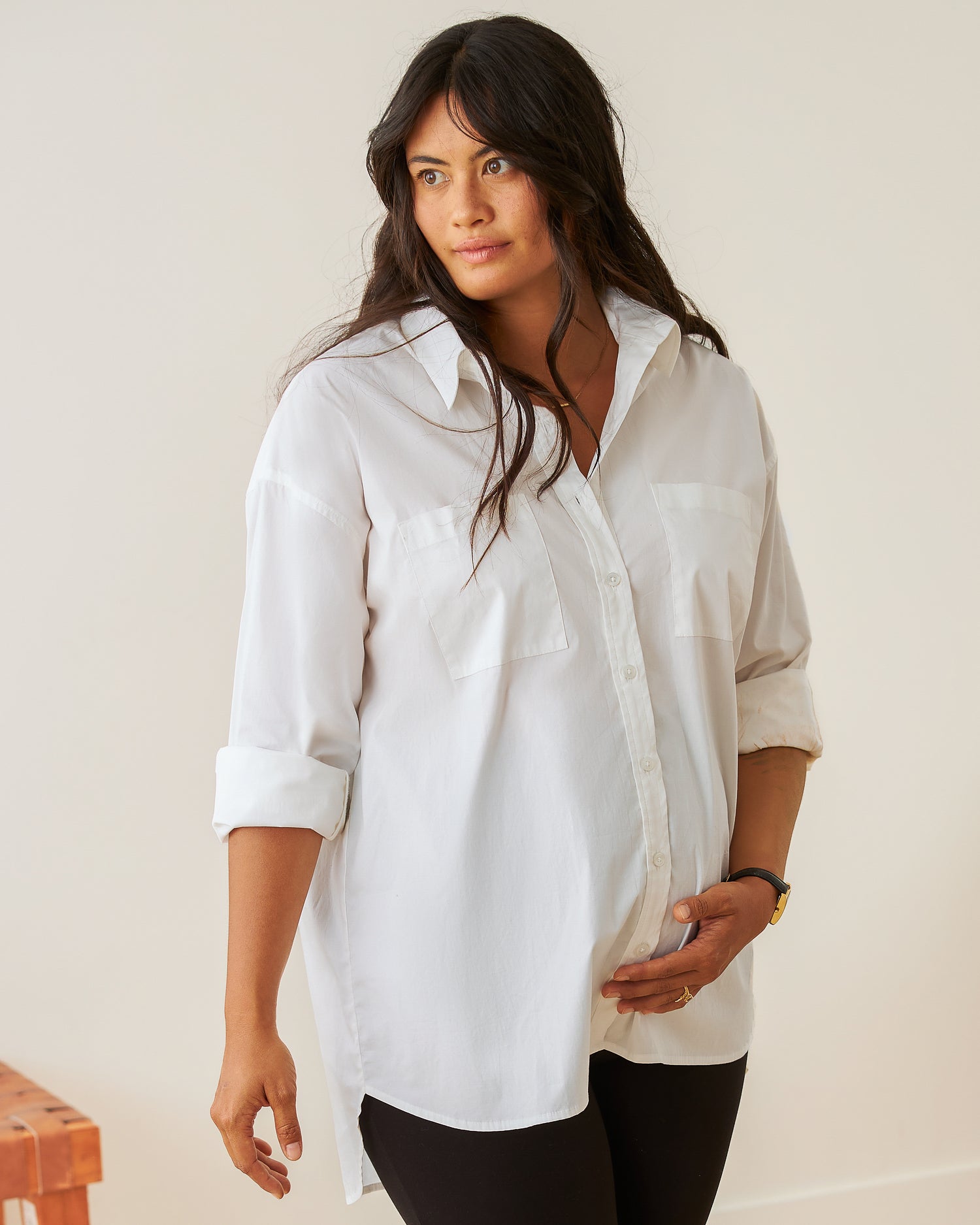 Poplin Maternity & Nursing Button Up Shirt Poplin Maternity & Nursing Button Up Shirt