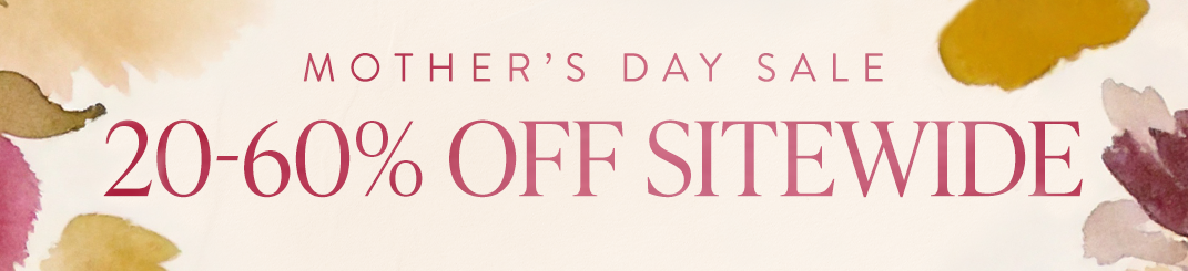 Mother's Day Sale banner | 20-60% Off Sitewide, with floral design