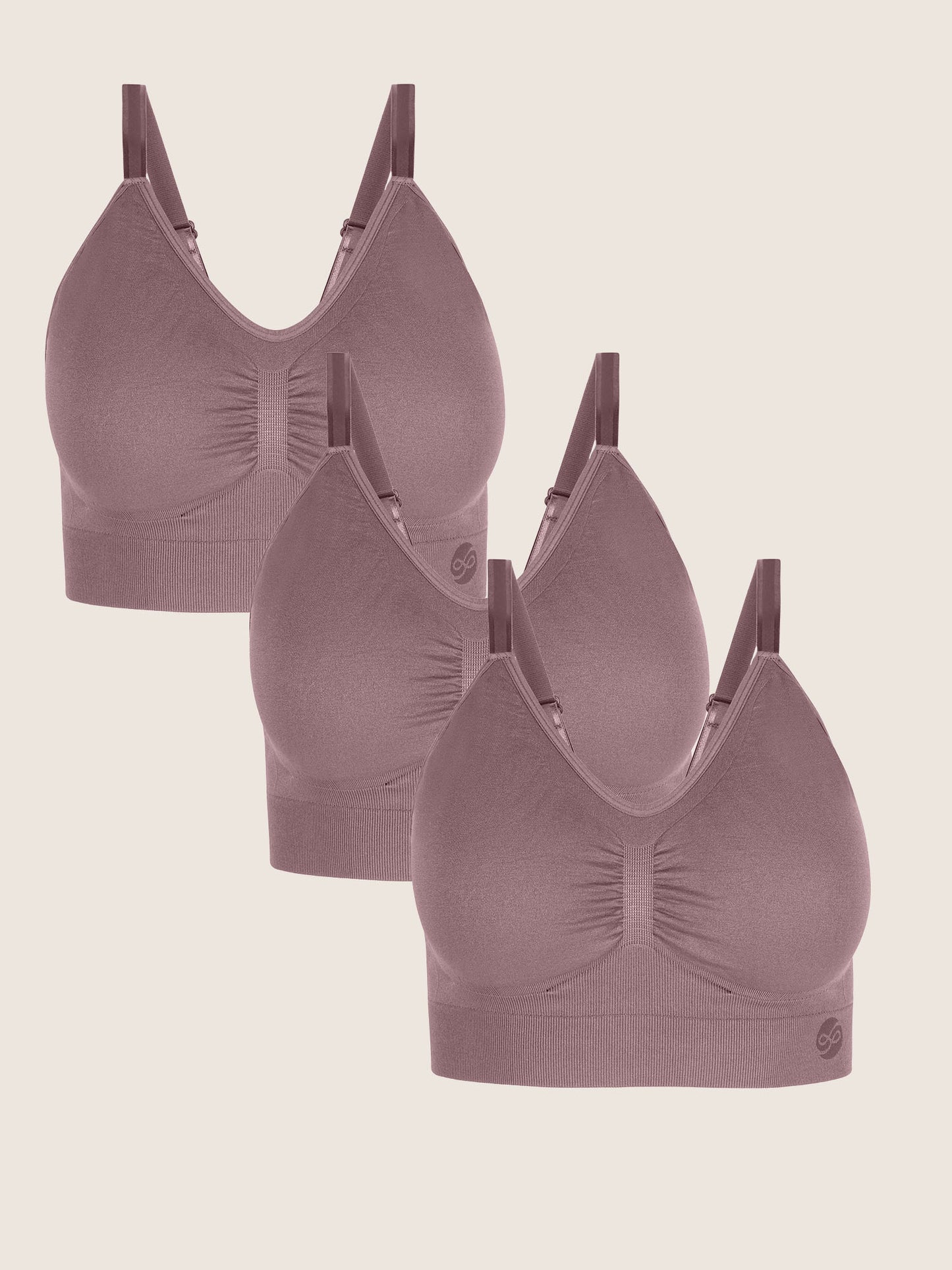 A Wash Wear Spare® Nellie Wireless Bra in Twilight, displaying three Nellie Wireless Bras in Twilight