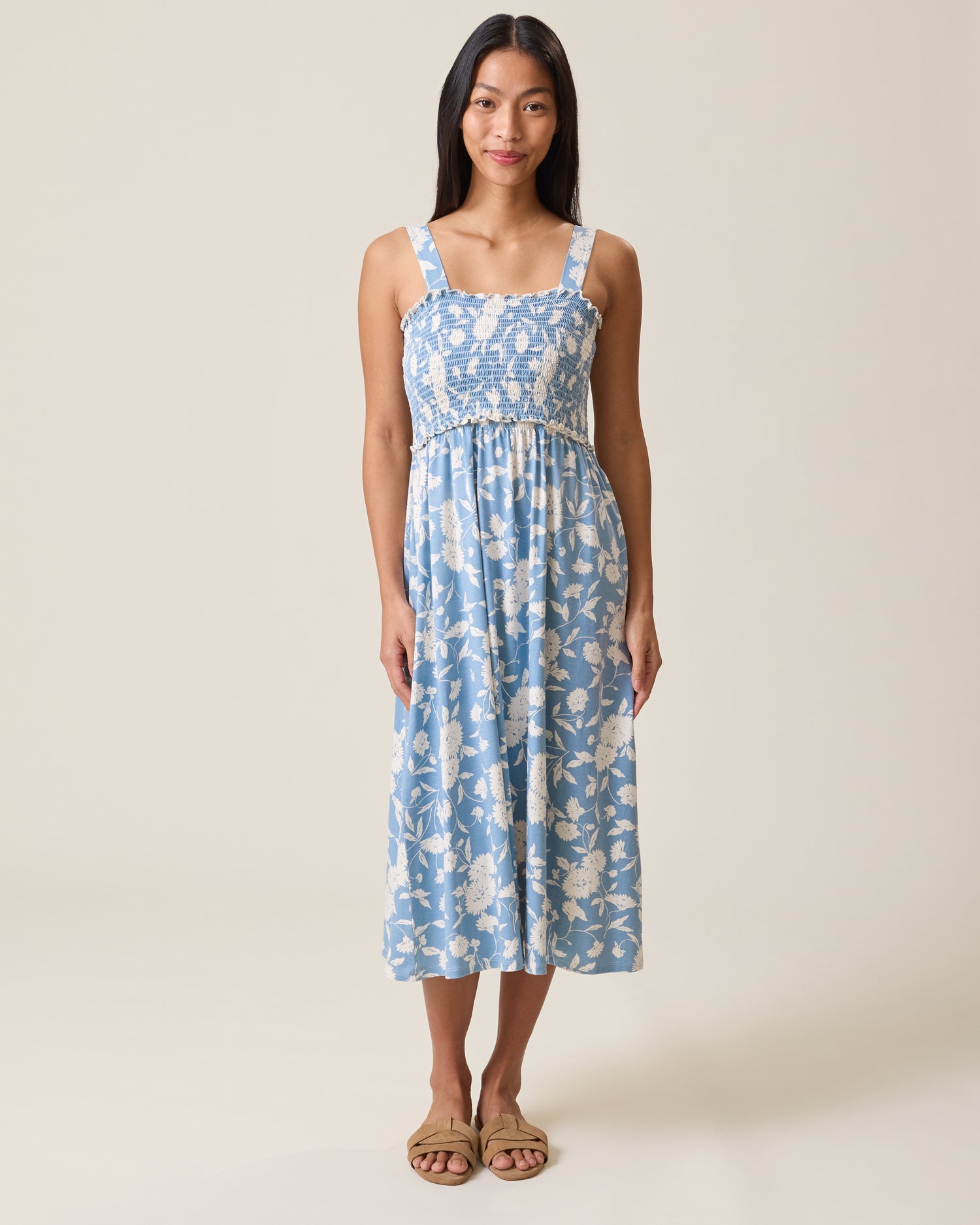 Sienna Smocked Maternity & Nursing Dress | Vintage Blue Floral - 3X - Kindred Bravely Sienna Smocked Maternity & Nursing Dress | Vintage Blue Floral - 3X - Kindred Bravely