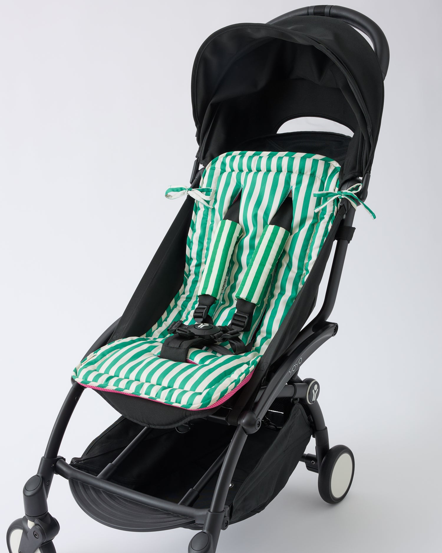 Stroller Party Seat Liner & Strap Covers | Green Stripe