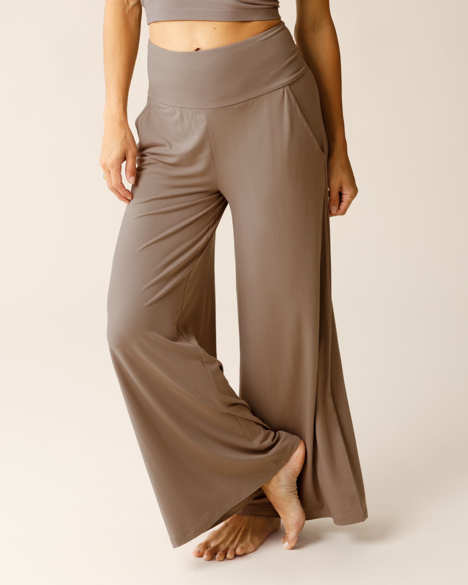 Woman wearing the Bamboo Wide Leg Maternity & Postpartum Lounge Pant