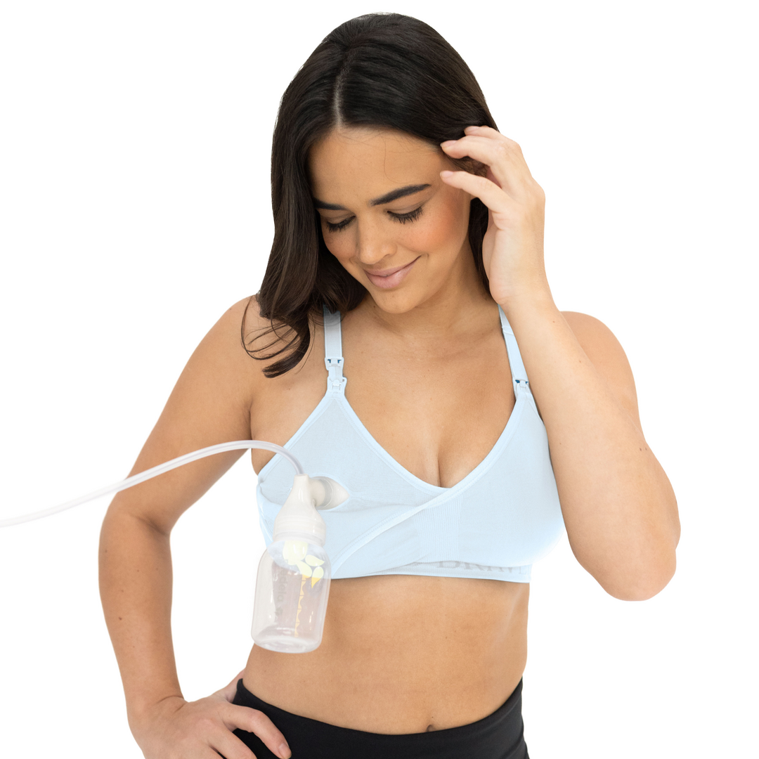 Sublime® Hands-Free Pumping & Nursing Sports Bra | Ice Blue-Bras-Kindred Bravely