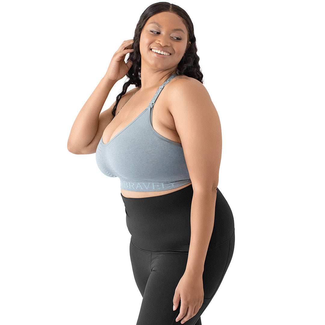 Sublime® Nursing Sports Bra | Heathered Seaglass-Bras-Kindred Bravely