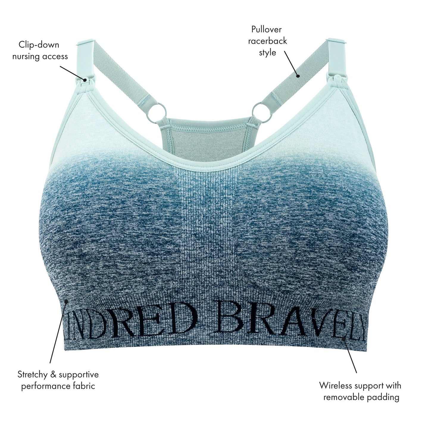 Sublime® Nursing Sports Bra | Heathered Seaglass-Bras-Kindred Bravely