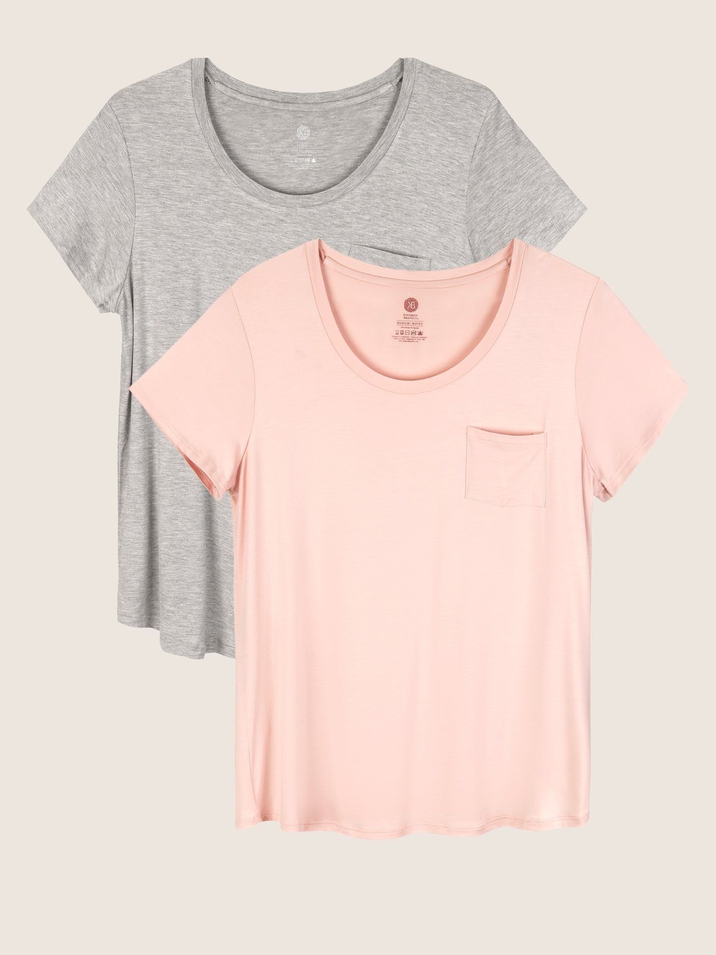 The Everyday Maternity & Nursing T-shirt with pocket in Heather Grey and in Dusty Pink