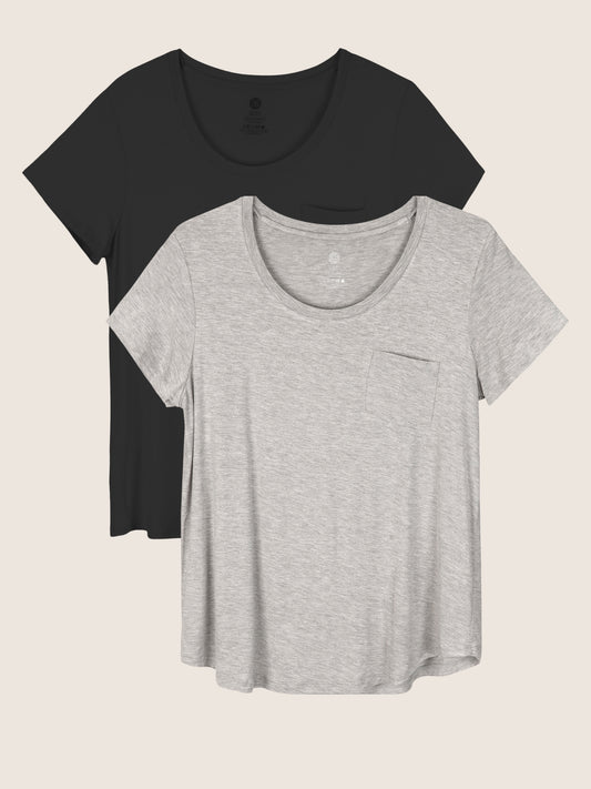 The Everyday Maternity & Nursing T-shirt with pocket in Black and in Heather Grey