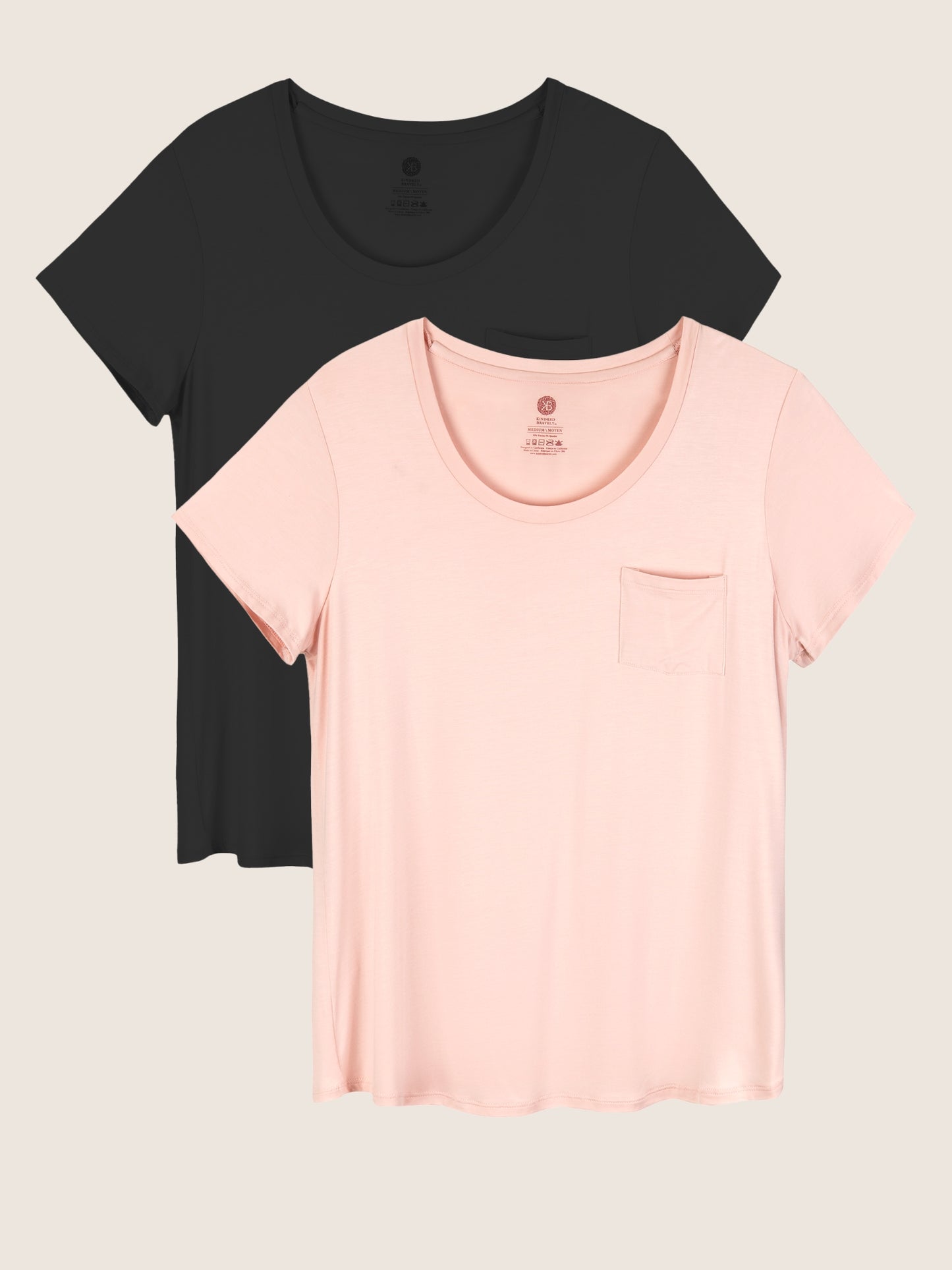 The Everyday Maternity & Nursing T-shirt with pocket in black and in Dusty Pink