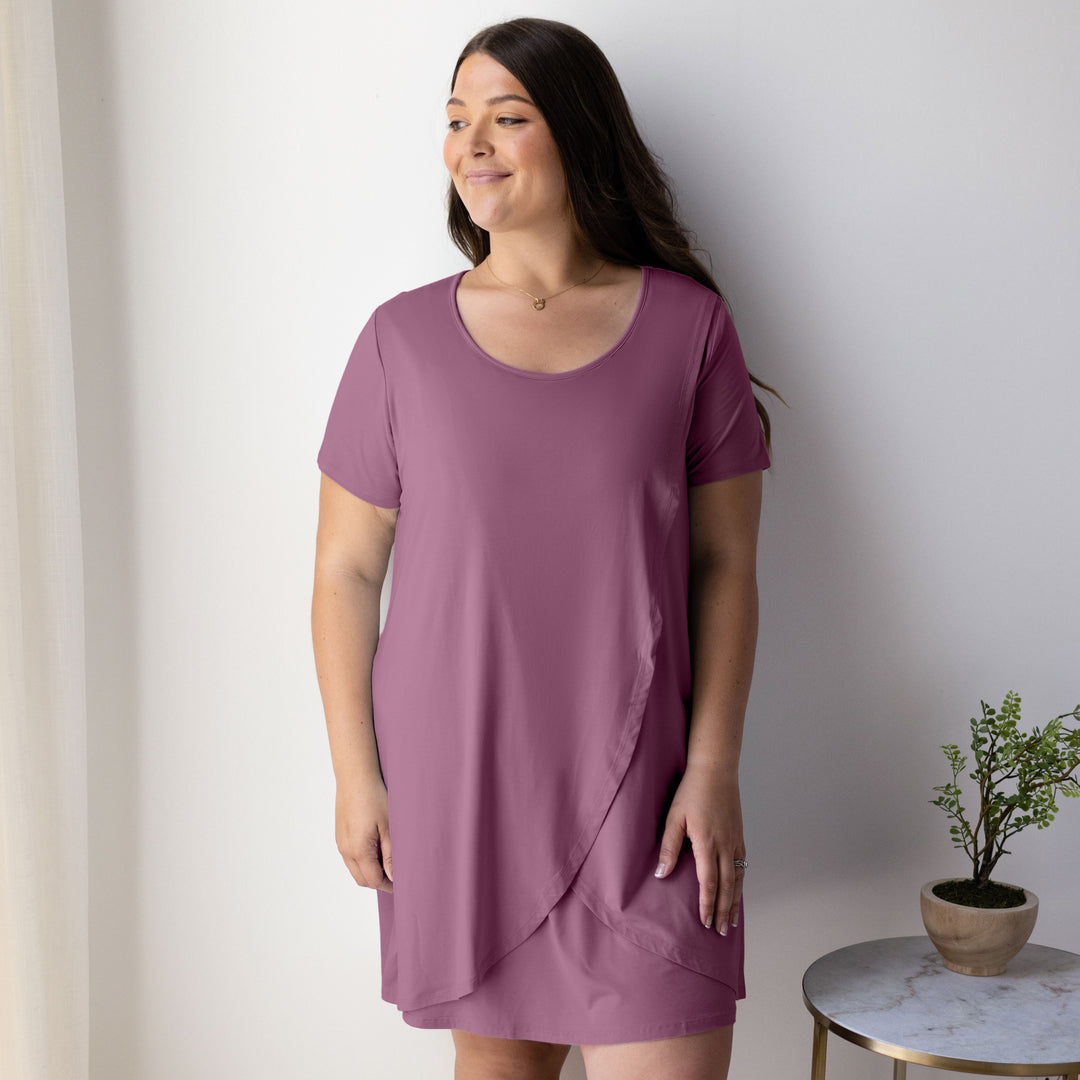 Tulip Hem Nursing & Maternity Nightgown | Burgundy Plum-Pajamas-Kindred Bravely
