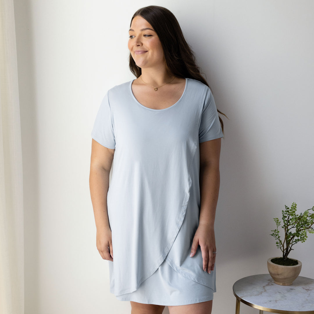 Tulip Hem Nursing & Maternity Nightgown | Mist-Pajamas-Kindred Bravely