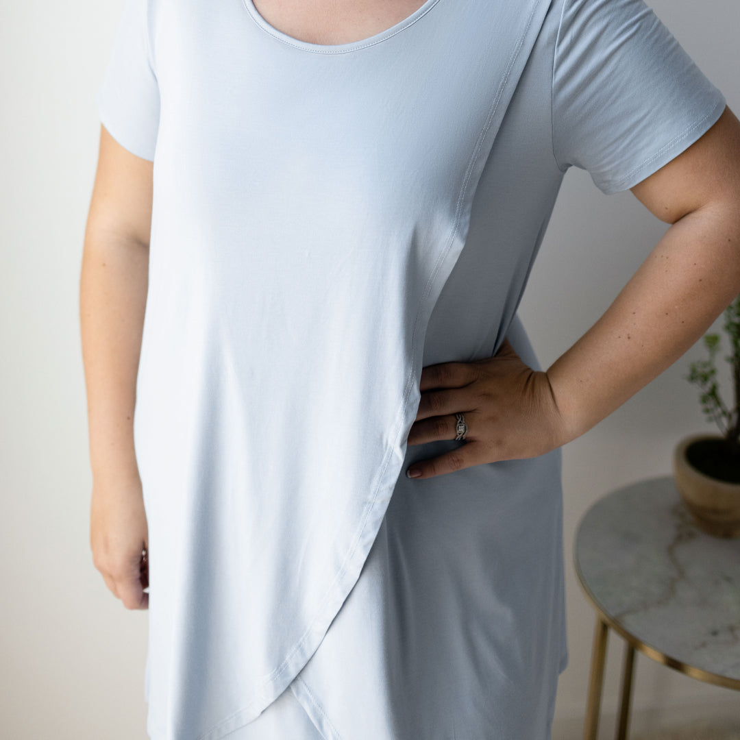 Tulip Hem Nursing & Maternity Nightgown | Mist-Pajamas-Kindred Bravely