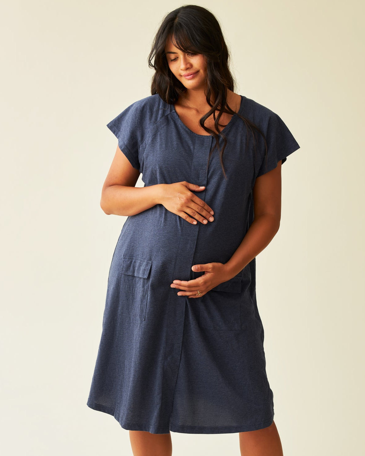 Universal Labor & Delivery Gown | Navy Heather - 1X/2X - Kindred Bravely Universal Labor & Delivery Gown | Navy Heather - 1X/2X - Kindred Bravely