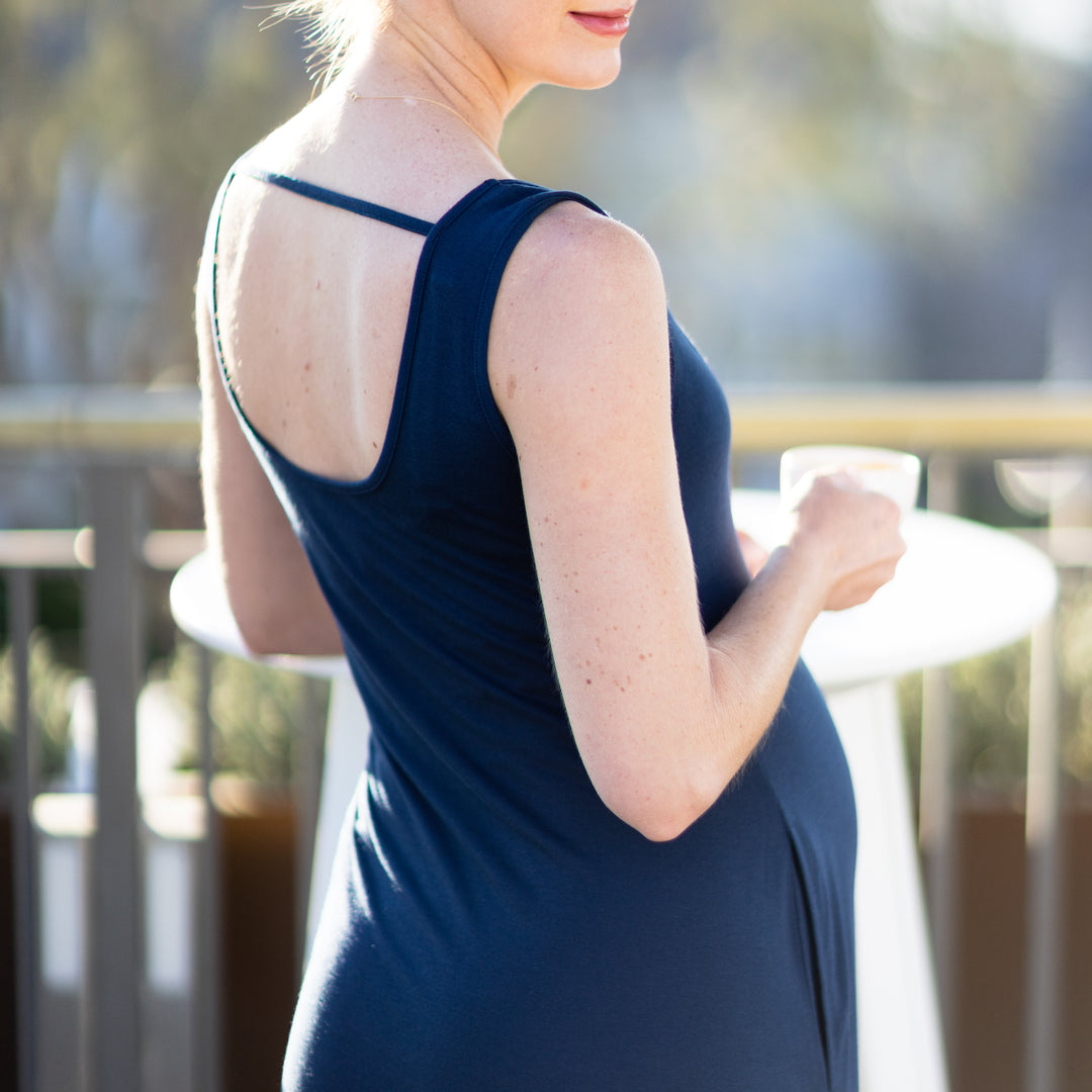 Zora Nursing & Maternity Maxi Dress | Navy-Bottoms & Dresses-Kindred Bravely