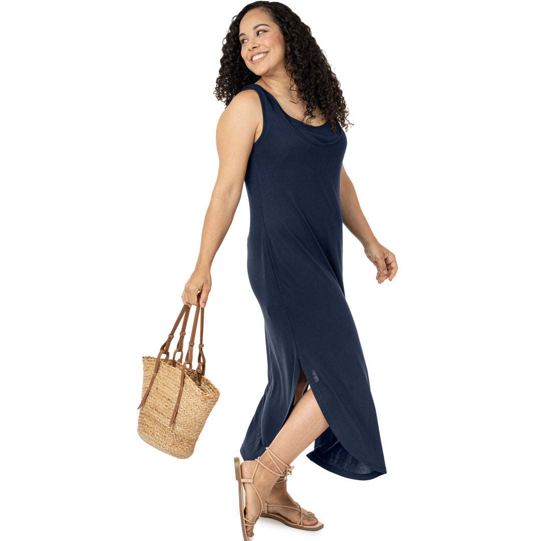 Zora Nursing & Maternity Maxi Dress | Navy-Bottoms & Dresses-Kindred Bravely