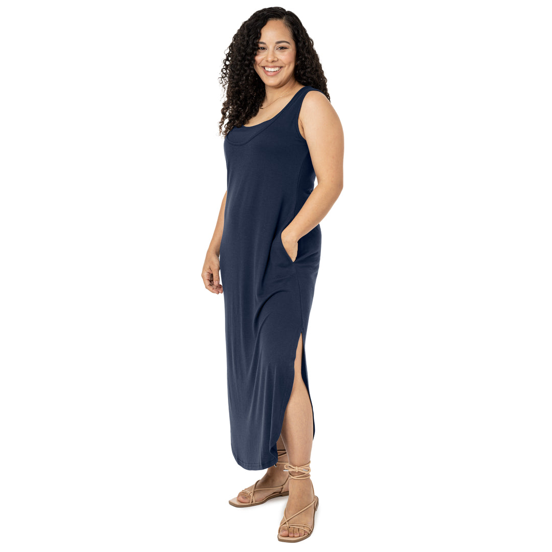 Zora Nursing & Maternity Maxi Dress | Navy-Bottoms & Dresses-Kindred Bravely