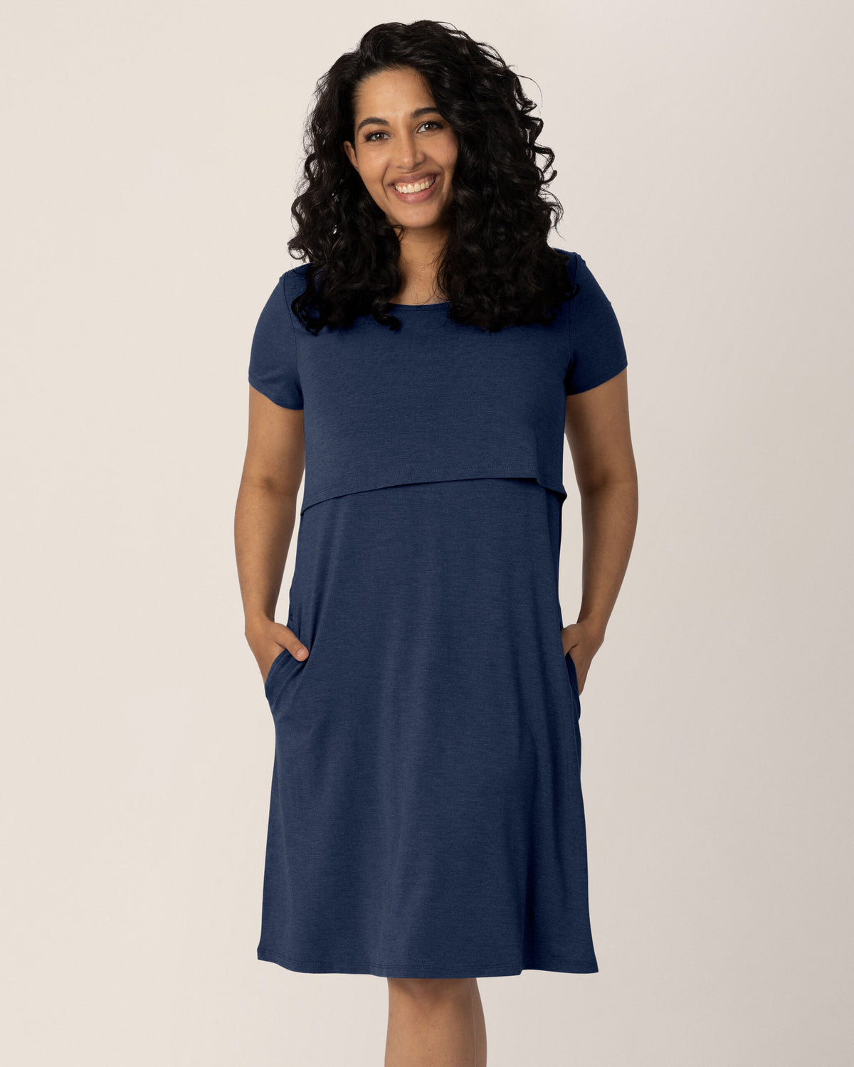pregnancy t shirt dress Eleanora Bamboo Maternity & Nursing | Navy Heather - 3X atf-oc-06.09.25 Modest Wedding Dresses - It includes two belly Select Size:Size 4 (18-24 Months) Anti-Slip Rubber/Suede Soles