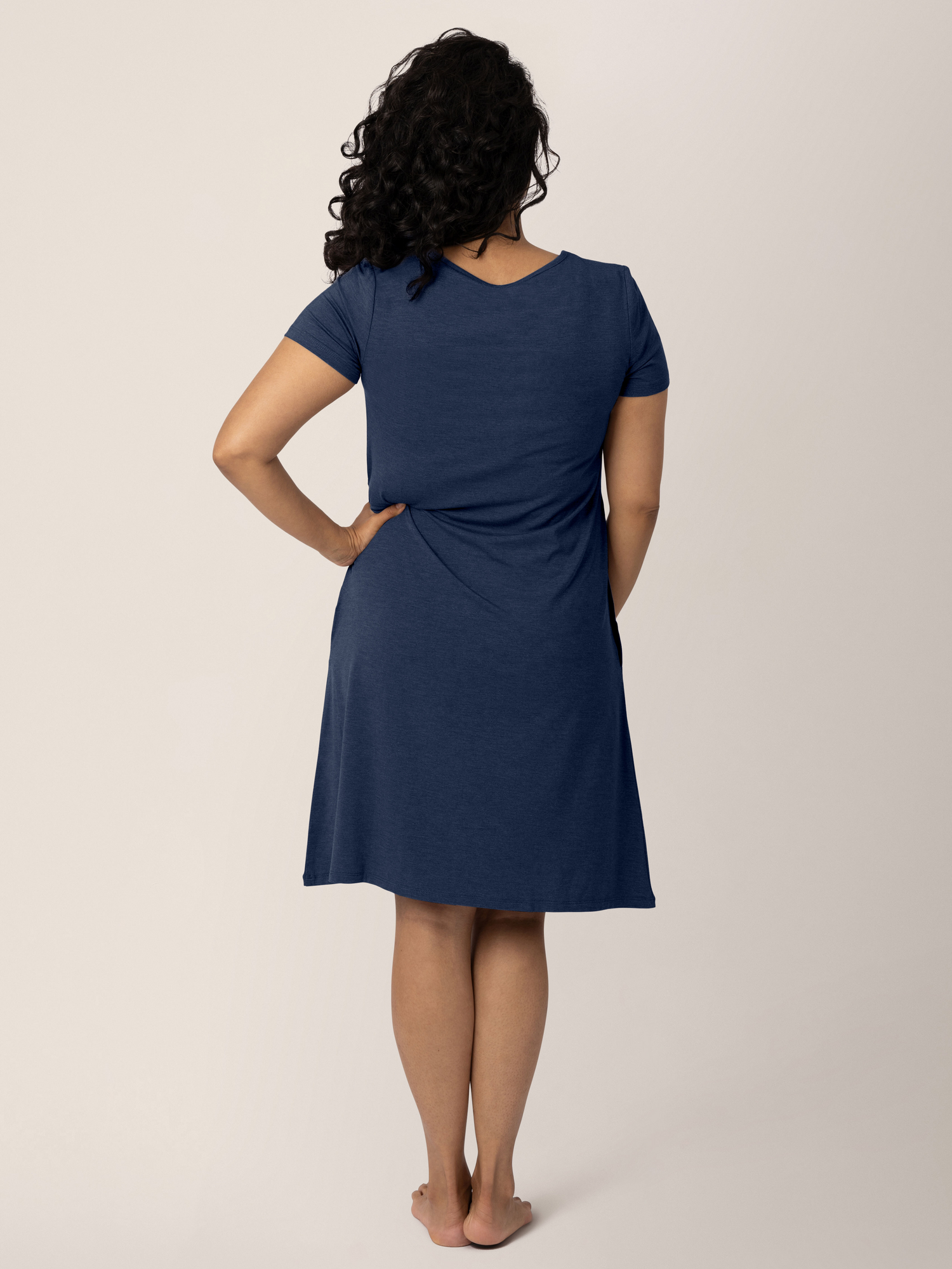Eleanora Bamboo Maternity & Nursing Dress | Navy Heather - Kindred