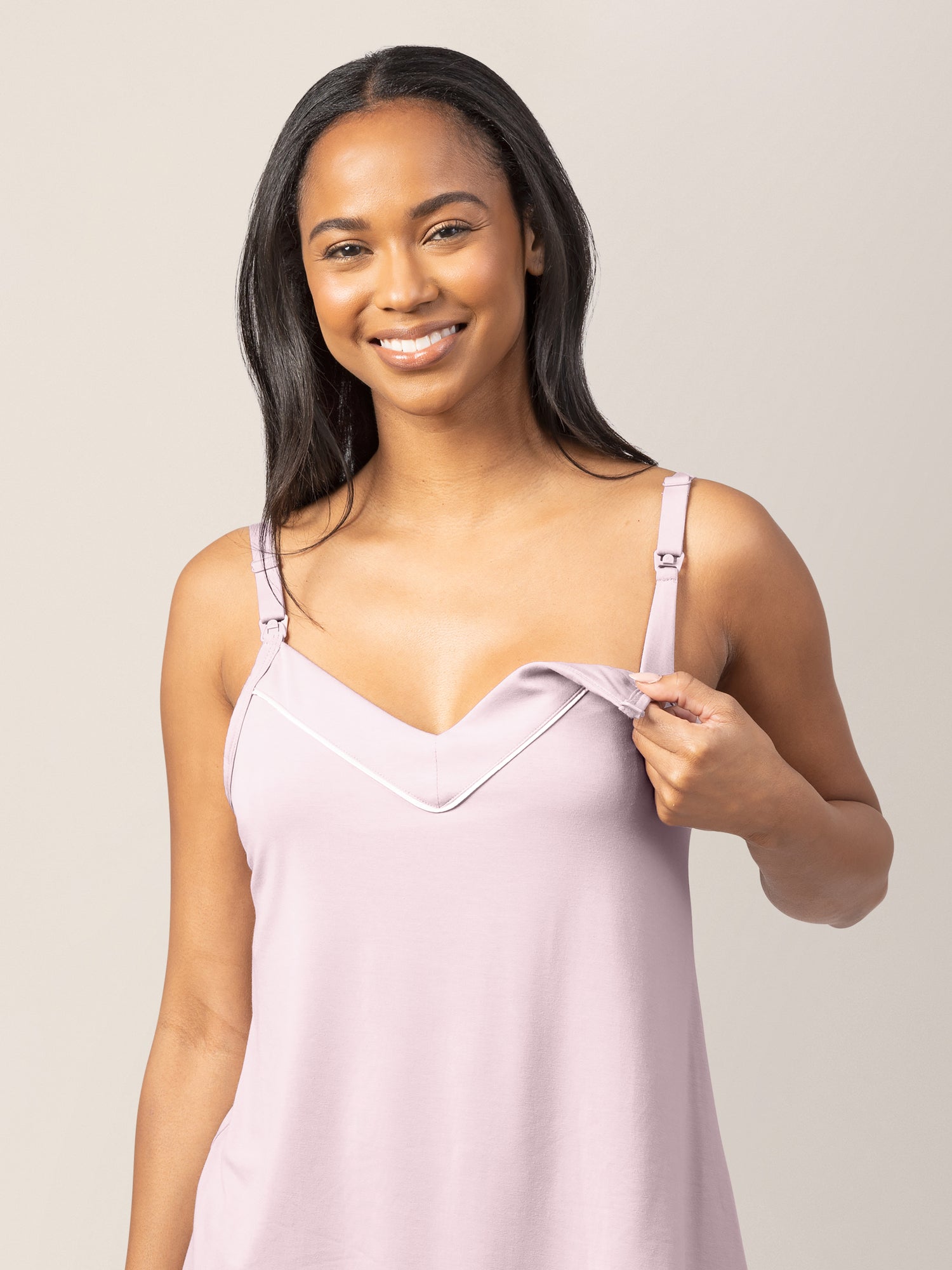 Clea Bamboo Nursing Tank Capri Pajama Set Lilac Kindred Bravely