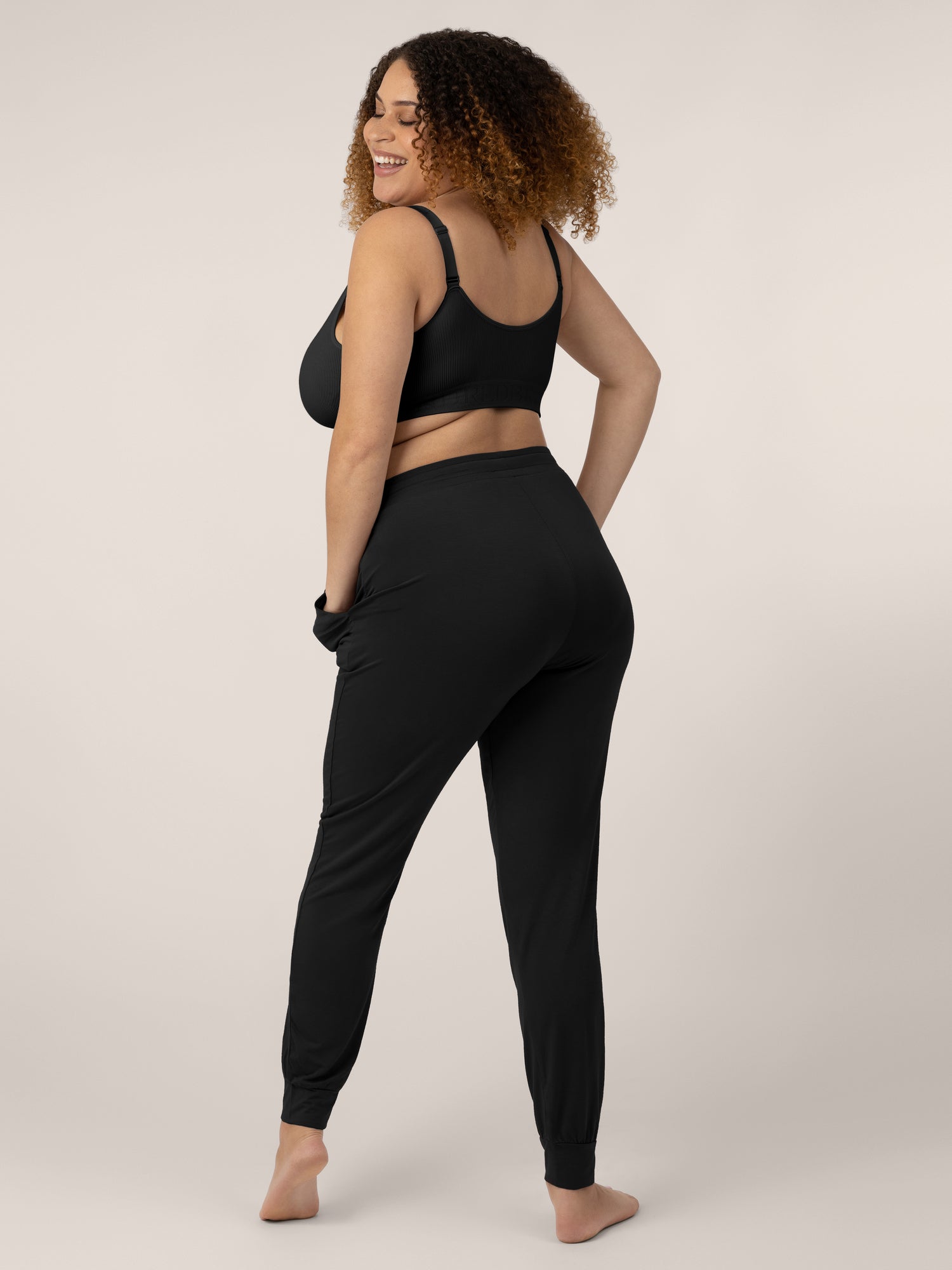 Women's Plus Size High Waisted Drawstring Lounge Leggings with Pockets - A  New Day™ Black 1X