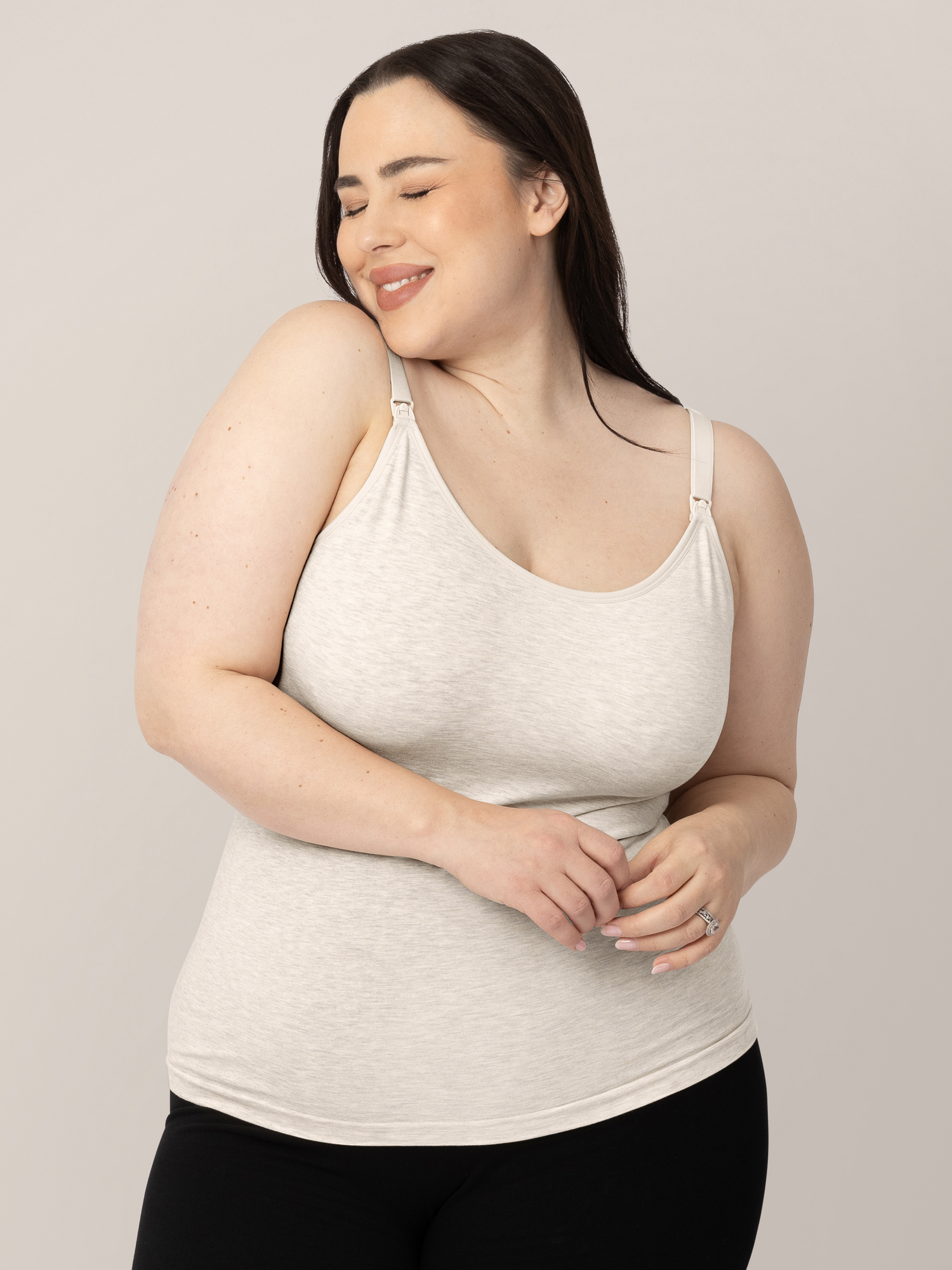 新品 WILLFULLY pearl shoulder camisole set Sublime® Bamboo Nursing Camisole Two-Pack | Black & Oatmeal