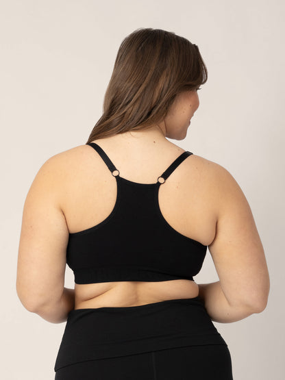 Back of a model wearing the Sublime® Nursing Sports Bra in Black