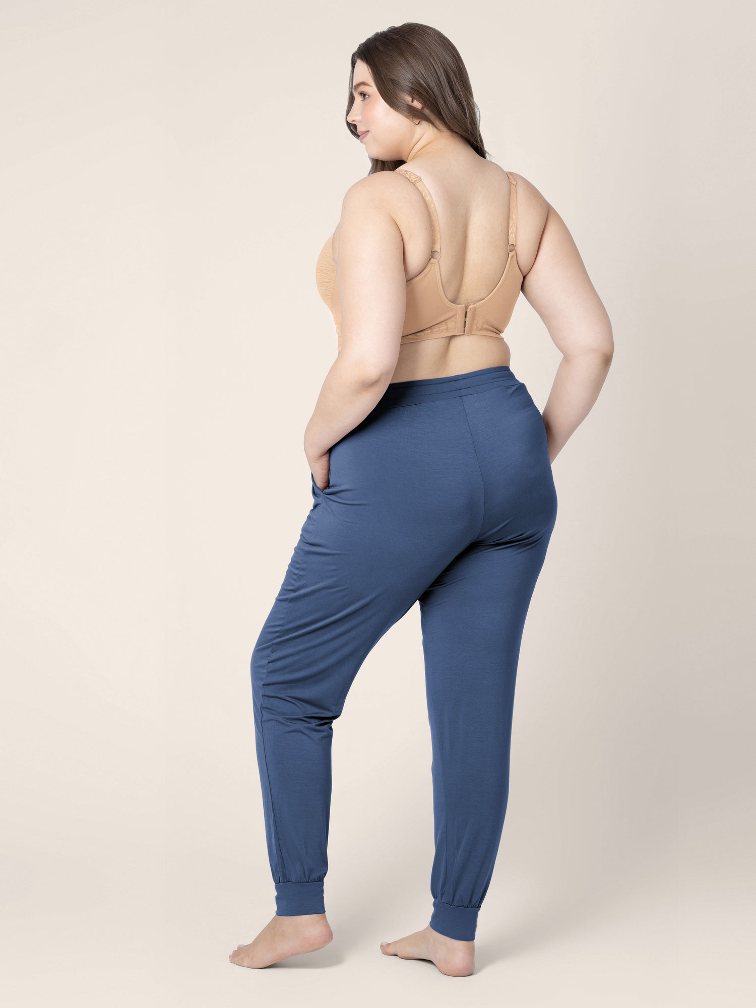 Back of a model wearing the Everyday Lounge Jogger in Slate Blue