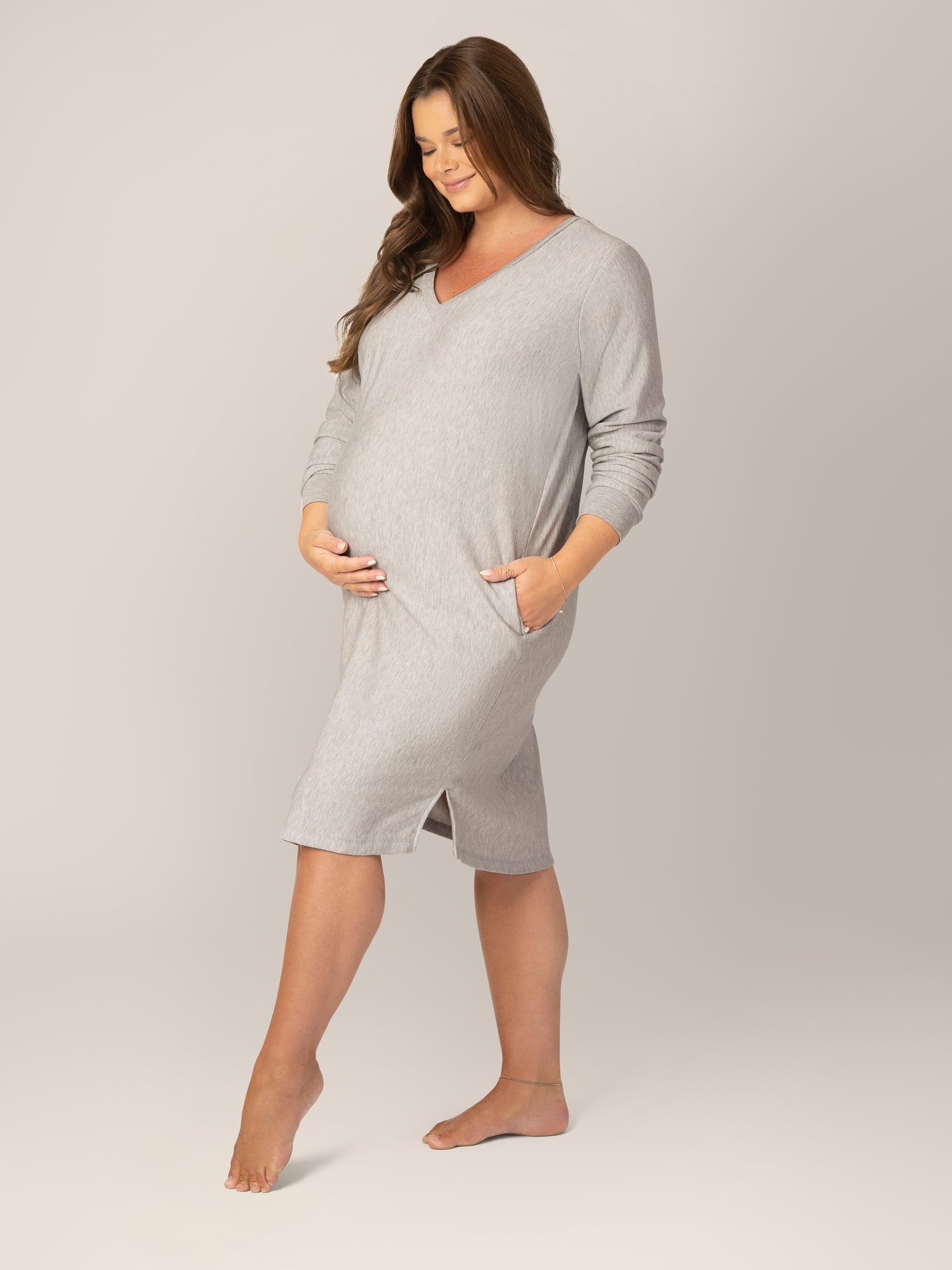Blake Maternity & Nursing Lounge Dress | Grey Heather S Blake Maternity & Nursing Lounge Dress | Grey Heather S
