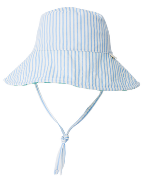 Big Reversible Sun Hat in Blue Pinstripe on a white background.