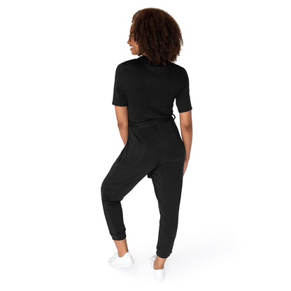 Around the Clock Nursing Jumpsuit | Black-Bottoms & Dresses-Kindred Bravely