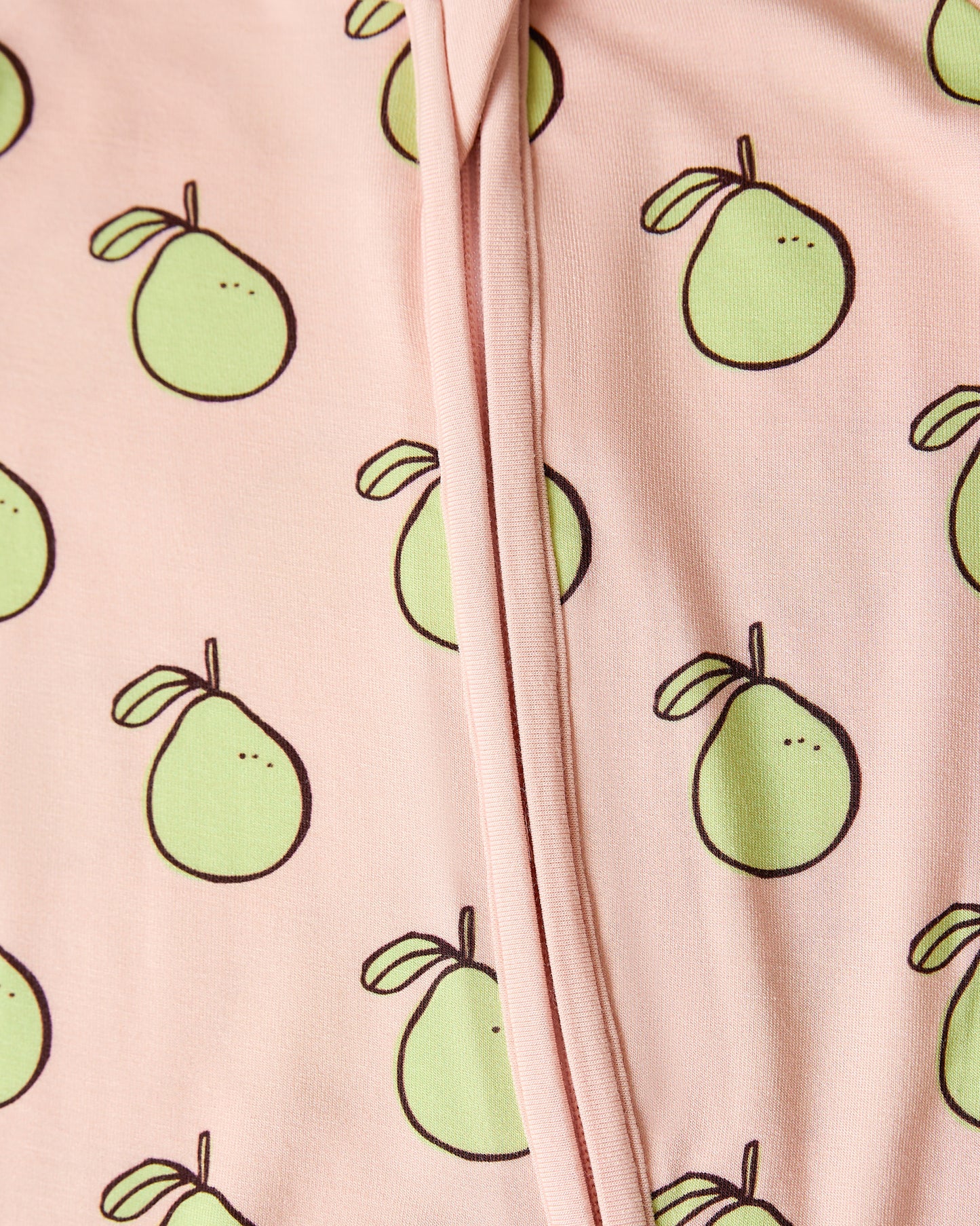 Close up of Bamboo Baby Pajama in pink pomelo