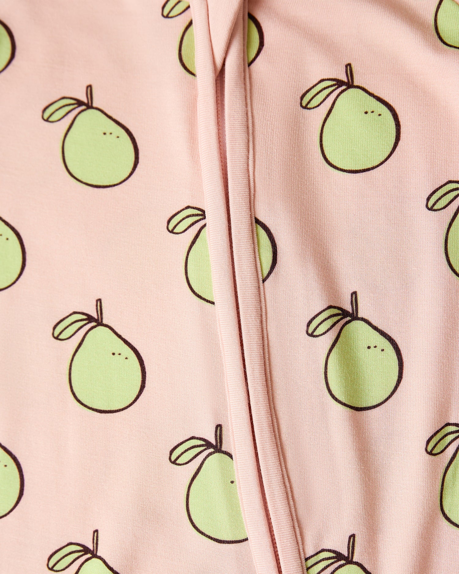 Close up of Bamboo Baby Pajama in pink pomelo