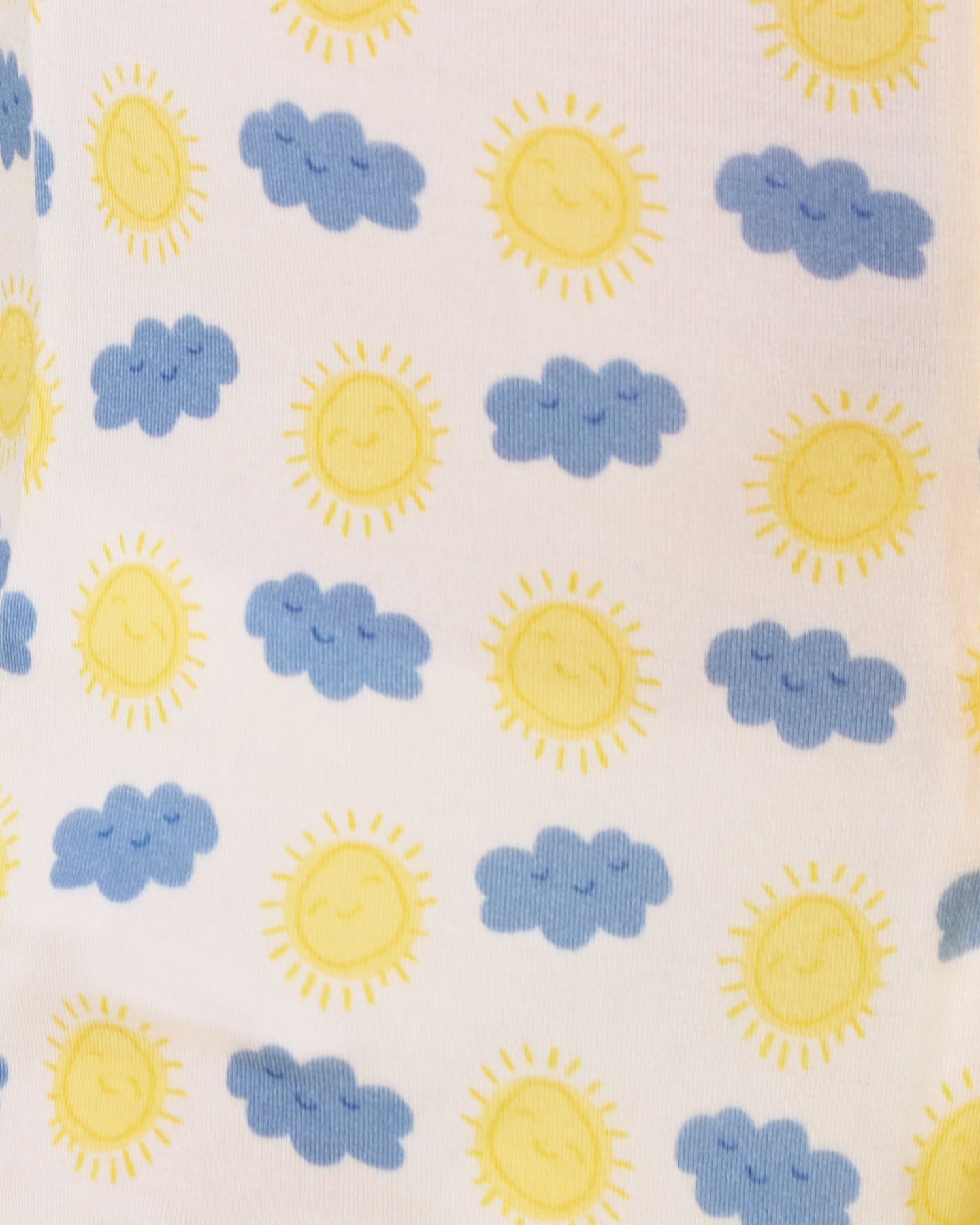 Close up of Baby wearing the Bamboo Baby Two-Piece Pajama Set in Sunny Day print