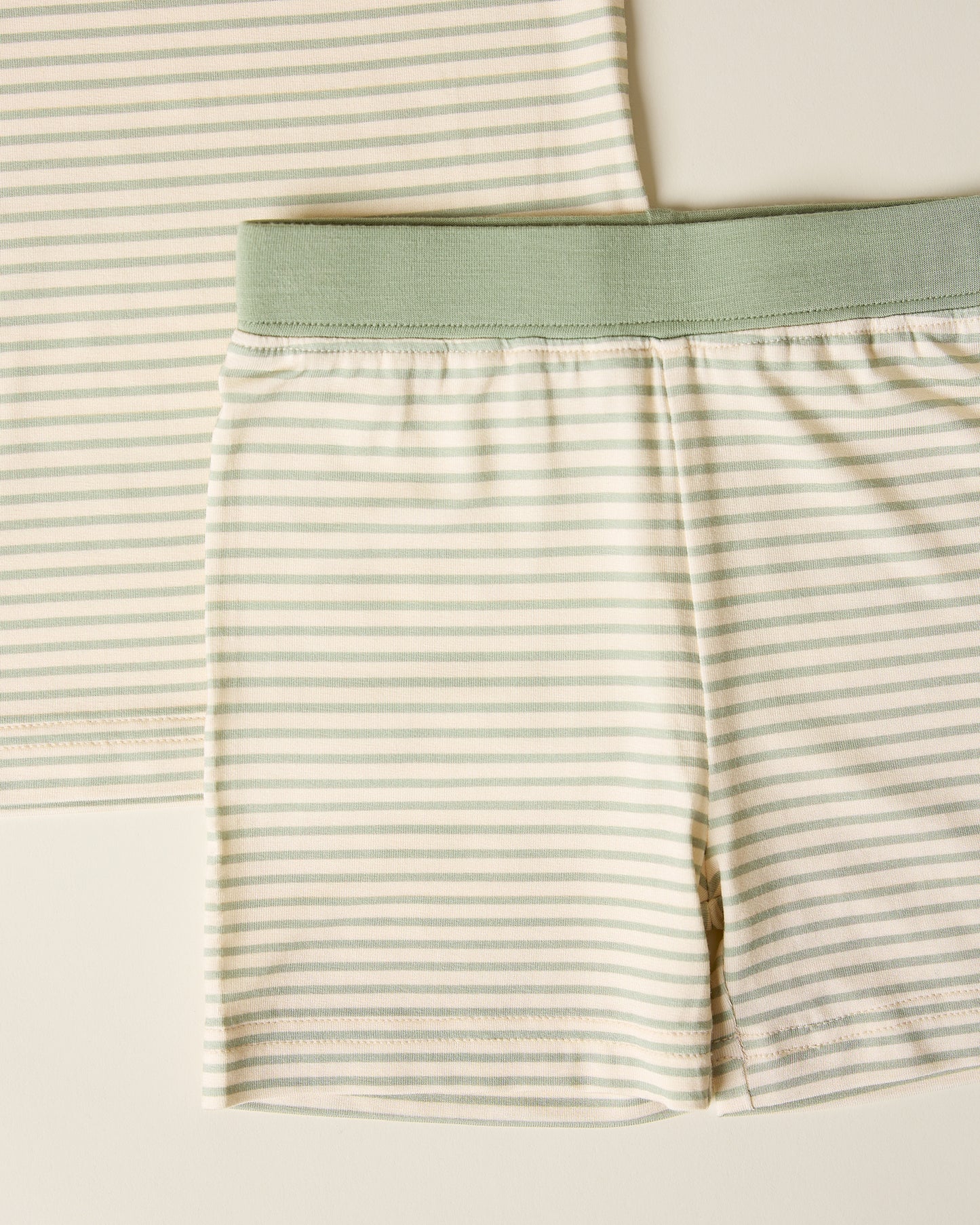 Bamboo Short Sleeve & Shorts Set in sage green stripe