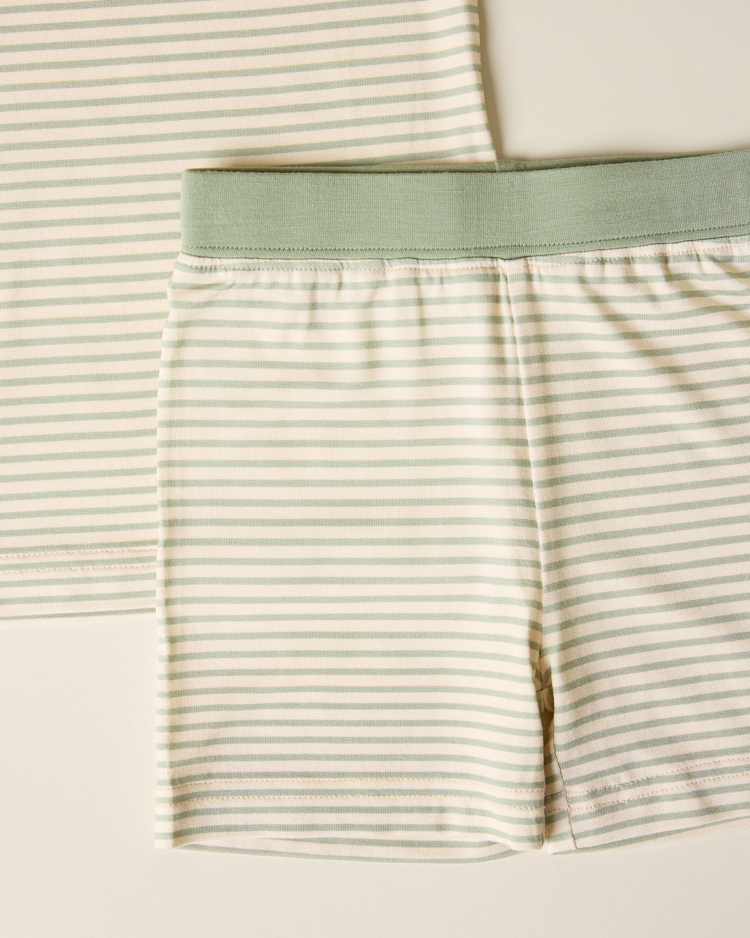 Bamboo Short Sleeve & Shorts Set in sage green stripe