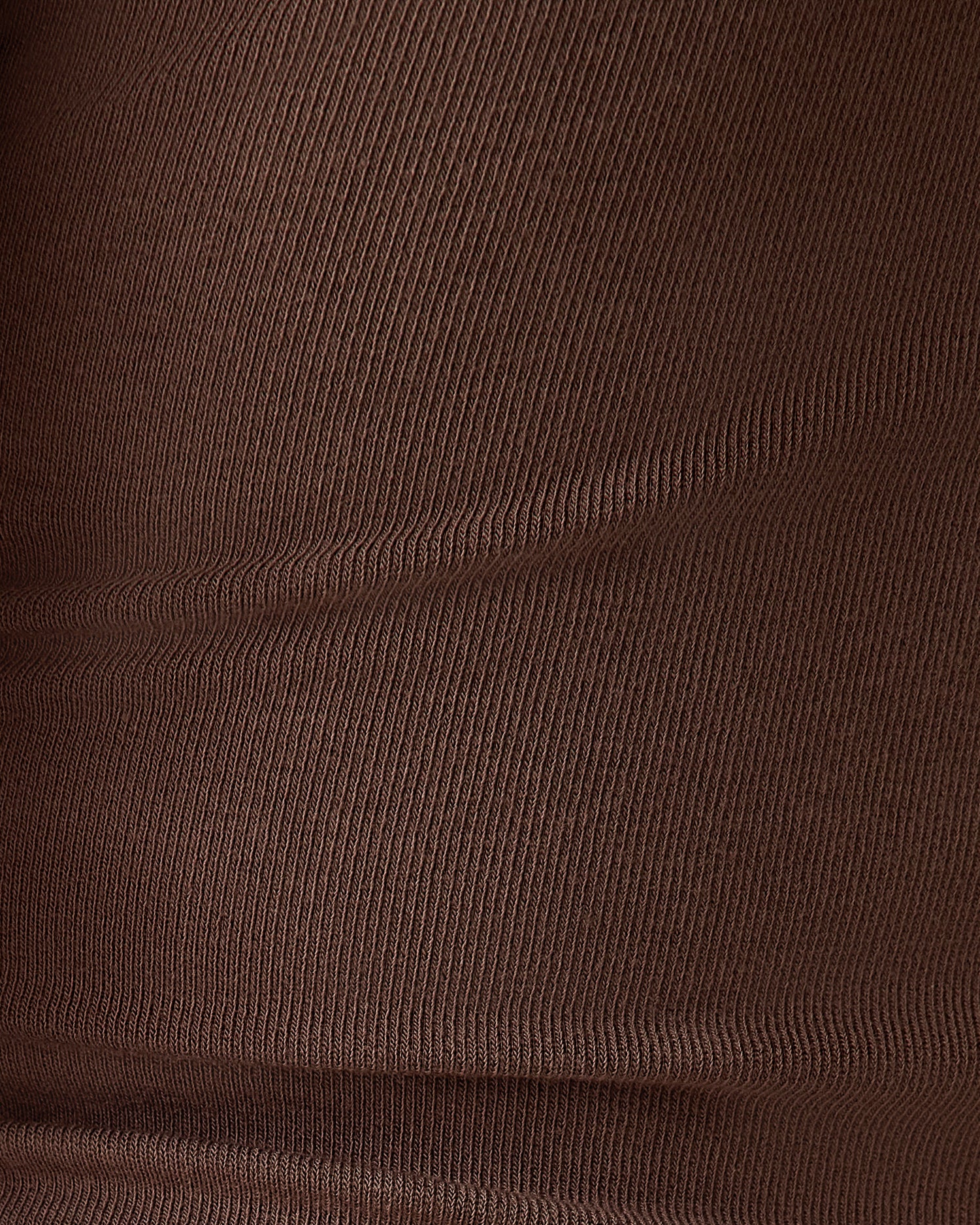Close up of color and texture of Sublime® Bamboo Maternity & Nursing Longline Bra Top in Chocolate