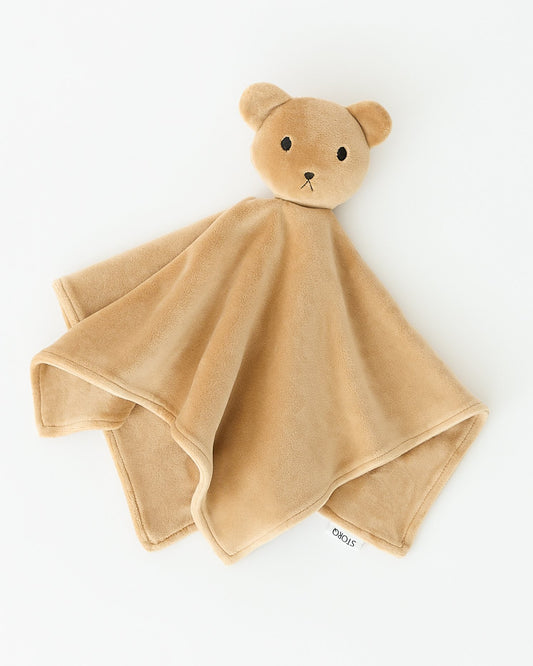 Brown Bear Cuddle Buddy Lovey on a beige background.