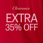 Red background with white text displaying 'Clearance EXTRA 35% OFF'.