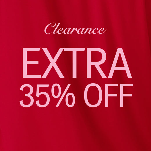 Red background with white text displaying 'Clearance EXTRA 35% OFF'.