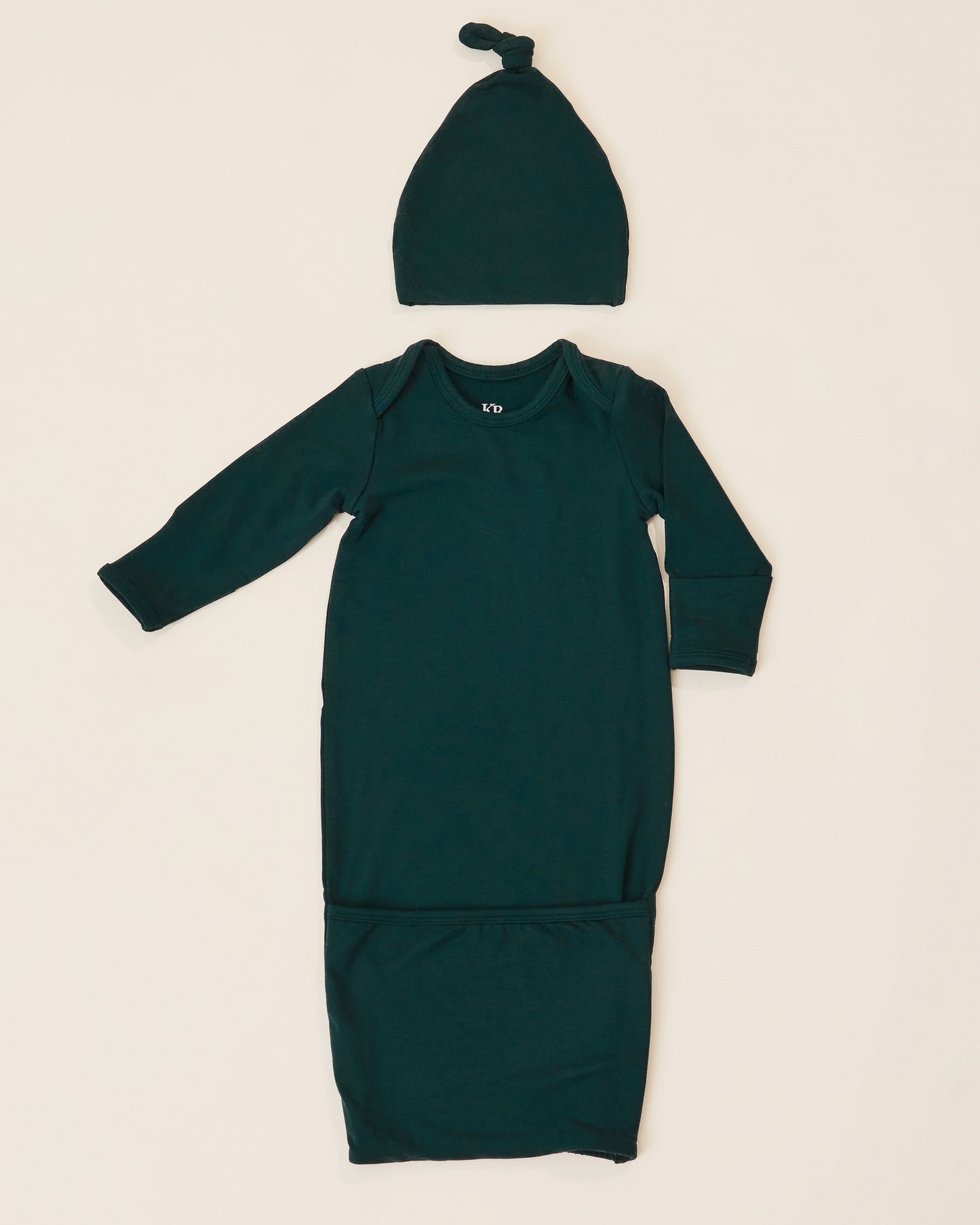The Cozy Bamboo Baby Gown & Hat in Evergreen 