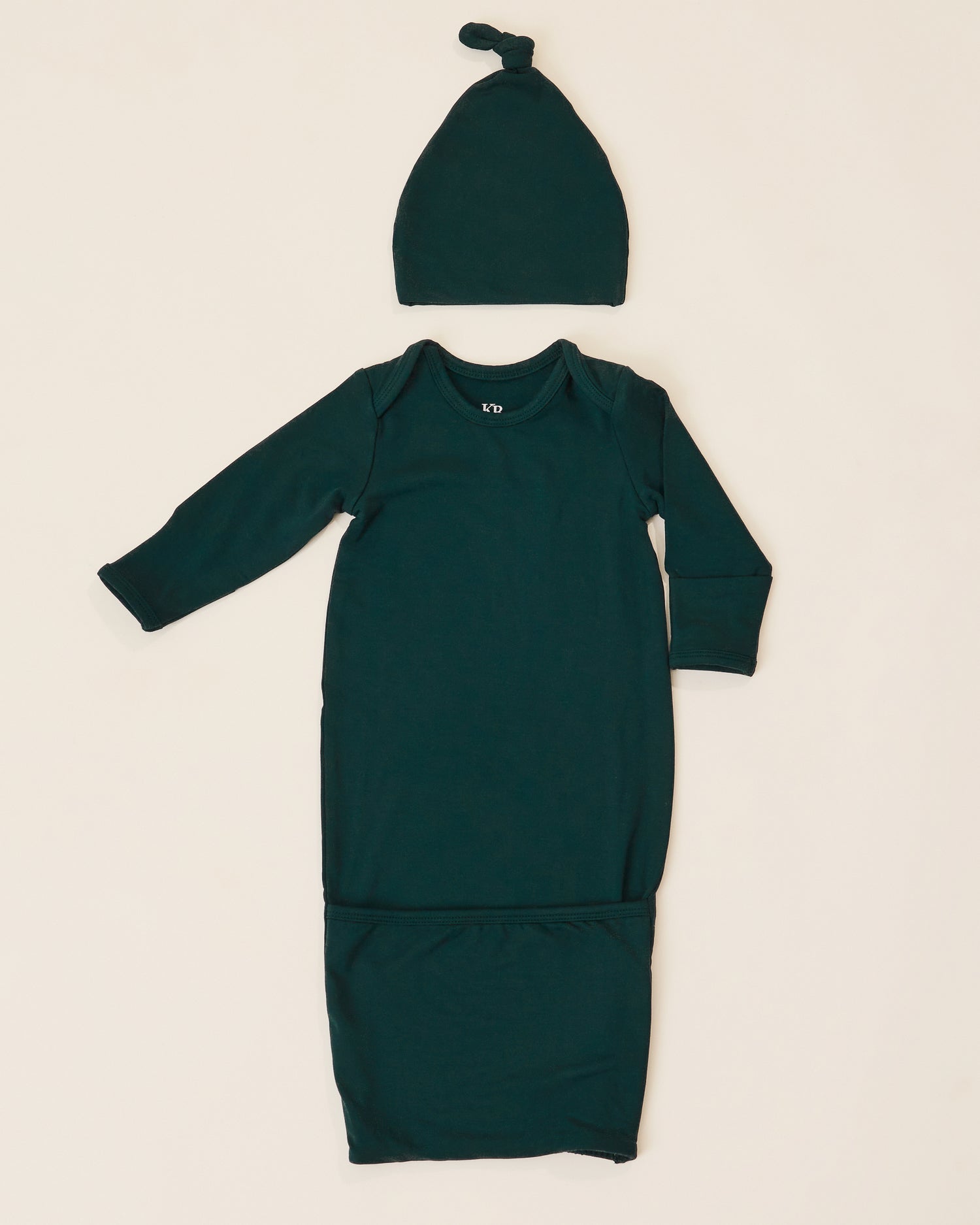 The Cozy Bamboo Baby Gown & Hat in Evergreen 