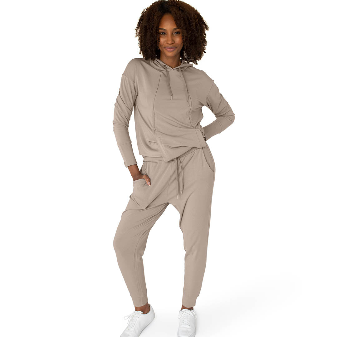 Bamboo Maternity & Postpartum Joggers | Stone Taupe-Bottoms & Dresses-Kindred Bravely