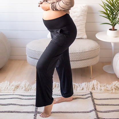 Bamboo Maternity & Postpartum Lounge Pants | Black-Bottoms & Dresses-Kindred Bravely