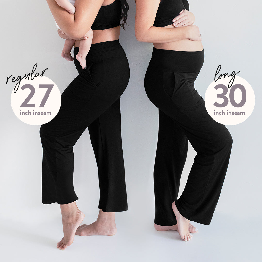 Comparison of the regular and long Bamboo Maternity & Postpartum Lounge Pant in Black